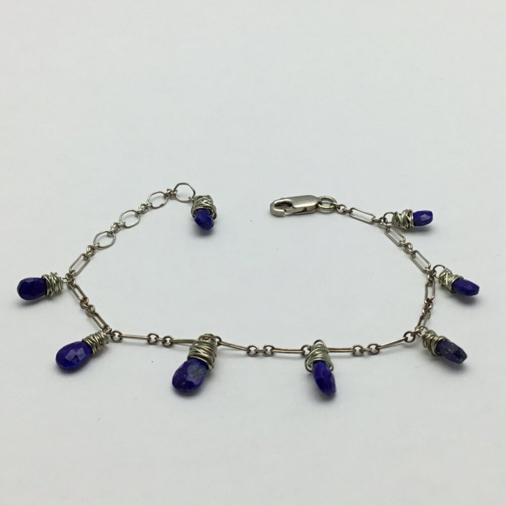 NWOT Artisan Argentium 930 Silver Natural Lapis Lazuli Brio Bracelet - Picture 4 of 4